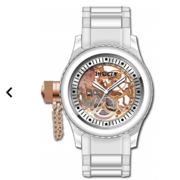 Invicta Women's 1827 Russian Diver Lefty White Ceramic Rose Gold Skeleton Watch - Picture 7 of 12
